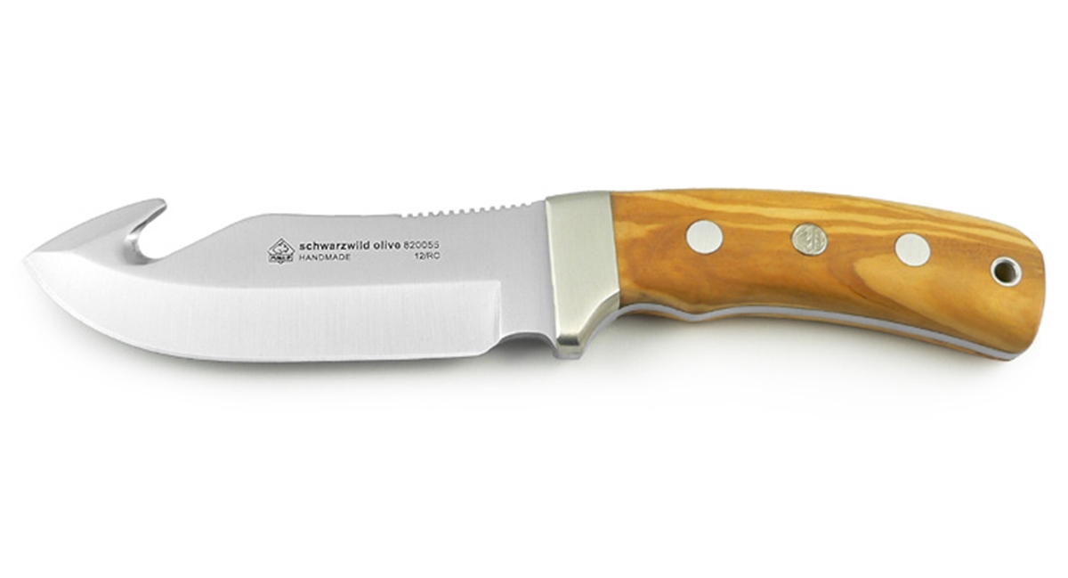 Puma IP Schwarzwild Olive Wood Handle Spanish Made Hunting Knife With Leather Sheath