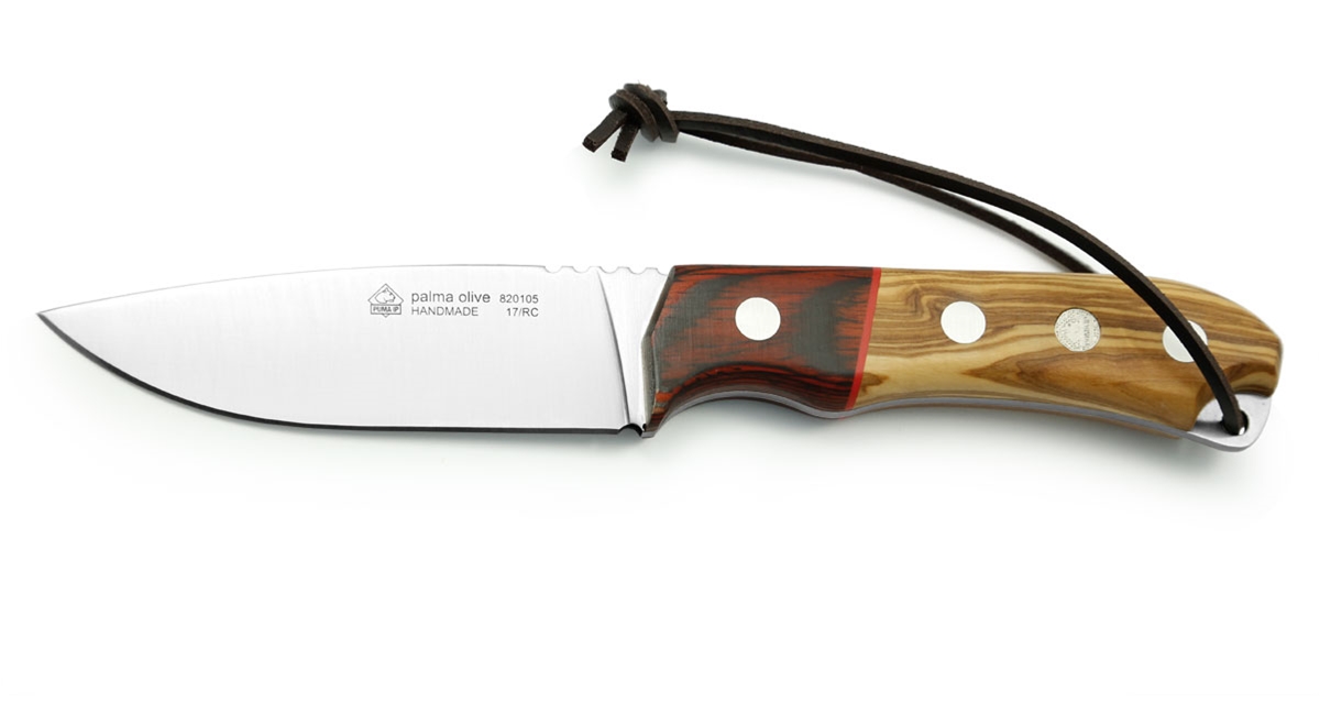 Puma IP Palma Olive Wood Handle Spanish Made Hunting Knife with Leather Sheath