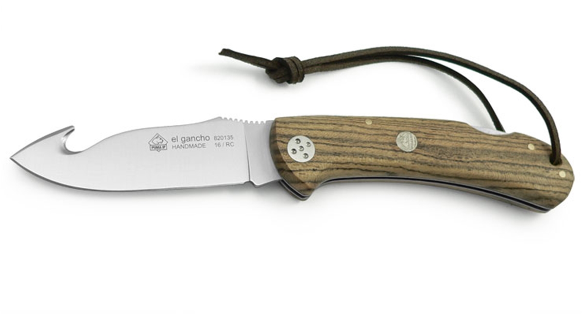 Puma IP El Gancho Oak Wood Handle Spanish Made Folding Hunting Knife