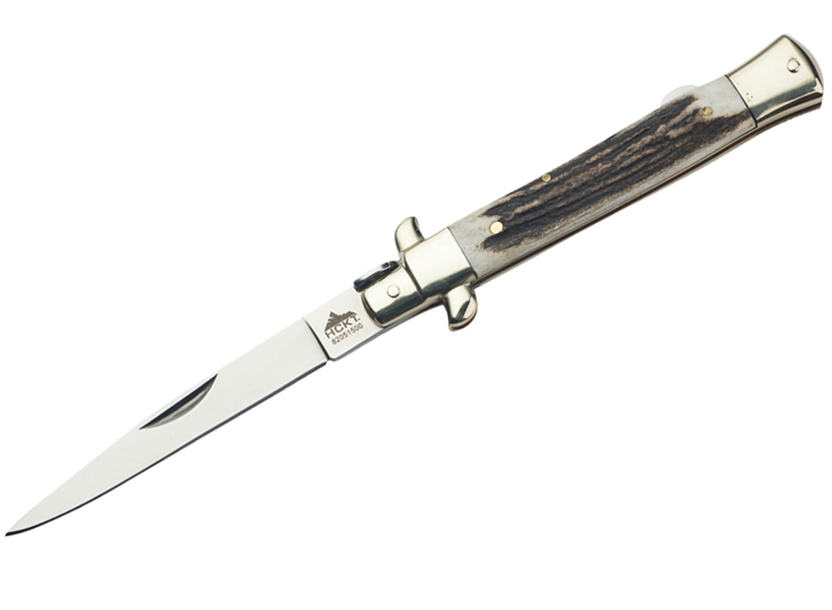 HCKT Stiletto Stag 5&quot; Stainless Steel Lockback Blade