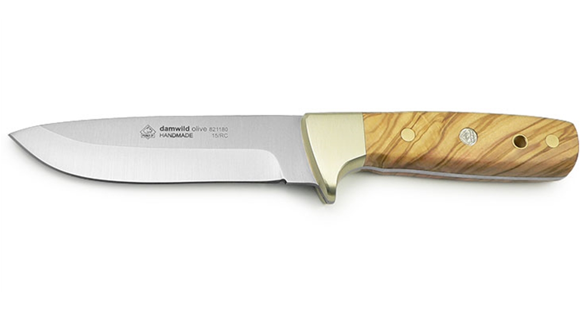 Puma IP Damwild Olive Wood Handle Spanish Made Hunting Knife With Leather Sheath
