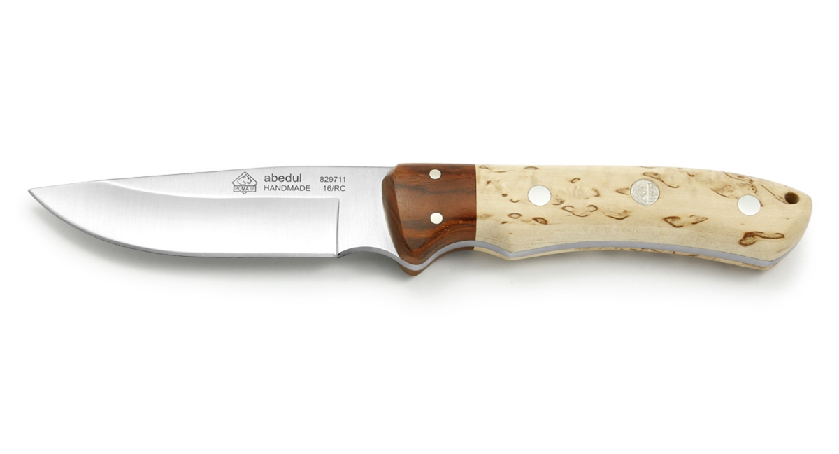 Puma IP Abedul Wood Spanish Made Hunting Knife with Leather Sheath