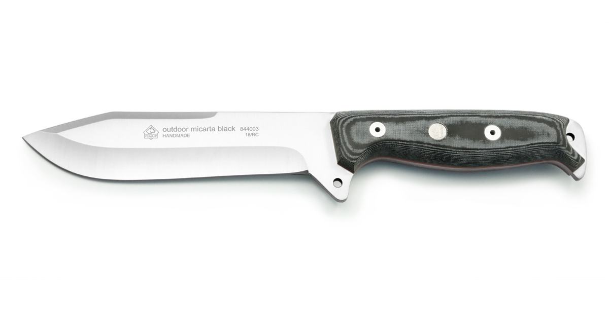 Puma IP Outdoor Black Micarta Spanish Made Hunting Knife with Leather Sheath
