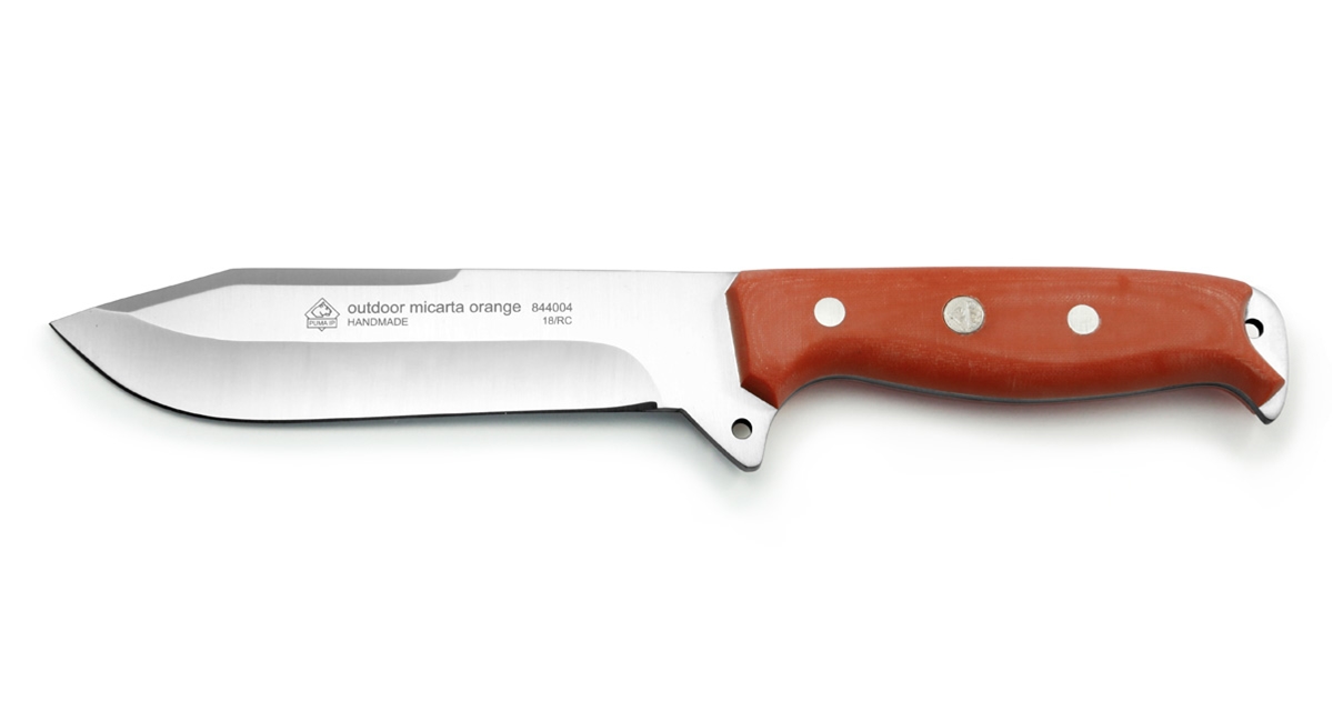 Puma IP Outdoor Orange Micarta Spanish Made Hunting Knife with Leather Sheath