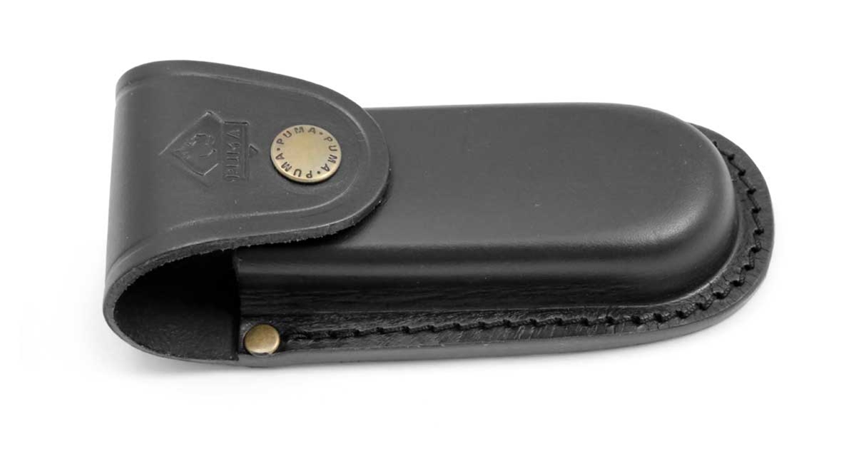 Puma German Black Leather Belt Pouch / Sheath for Folding Knives (5&quot; Folder)