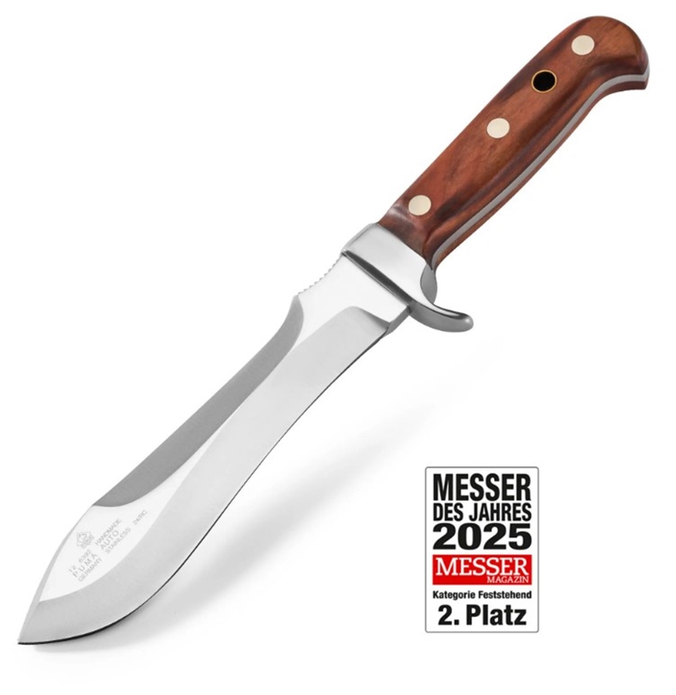 Puma Automesser Plumwood without Sawtooth German Made Hunting Knife with Leather Sheath