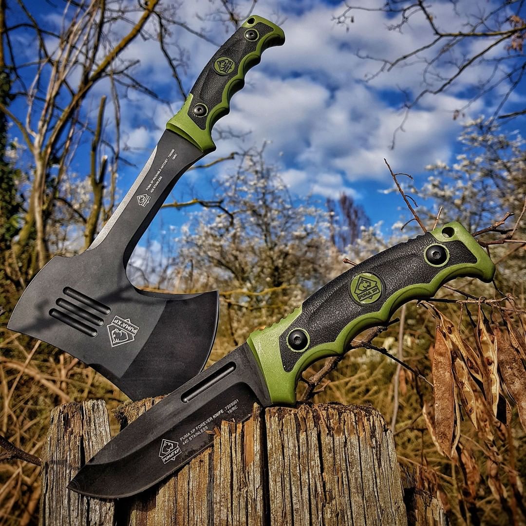 Puma XP Green Forever Knife & Hatchet Camping Combo with Nylon Sheath