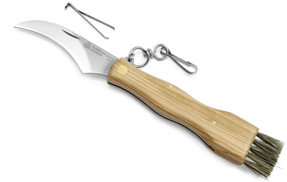 Puma IP Mushroom Knife Olive w/Brush, Tweezers and Carabiner